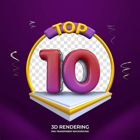 Premium Psd Top 10 Award 3d Rendering Isolated Transparent Background