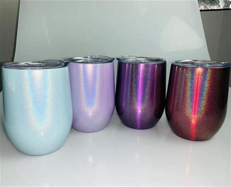 sublimation oz glitter wine tumbler  lid double vacuum insulated wine glass