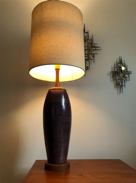 On Hold For Leanne—mid Century Ceramic Table Lamp Ceramic And Teak