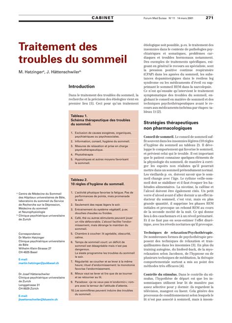 Traitement des troubles du sommeil