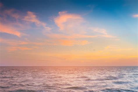Seacoast Over Skyline With After Sunset Sky Stock Image Image Of
