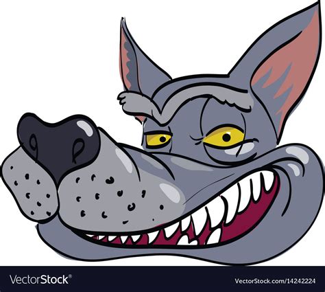 Cartoon Image Of Grinning Wolf Face Royalty Free Vector