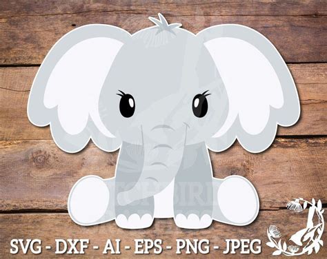 Cute Baby Elephant Svg Instant Download Commercial Use Etsy Cute