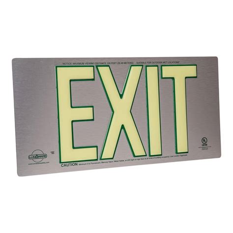 Ul Listed Brushed Aluminum Photoluminescent Emergency Exit Sign Wxf 02