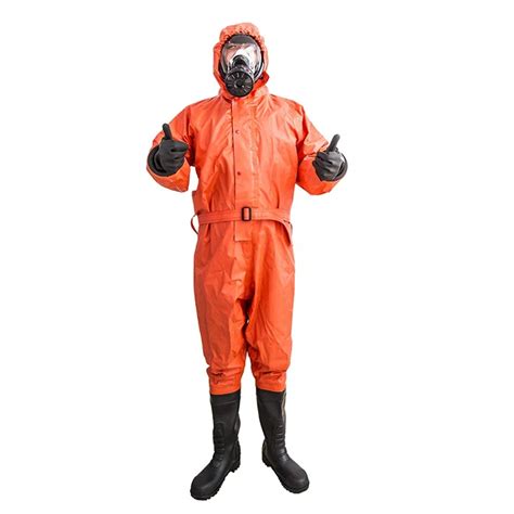 Full Face Red Chemical Suit Chemical Proof Suit Heavy Type Chemical