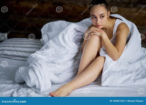 attractive woman doesn`t want to get out of bed in the morning stock image image of female