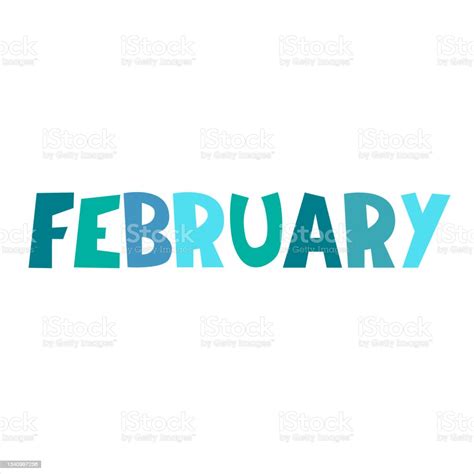 February Monthly Logo Handlettered Header In Form Of Curved Ribbon