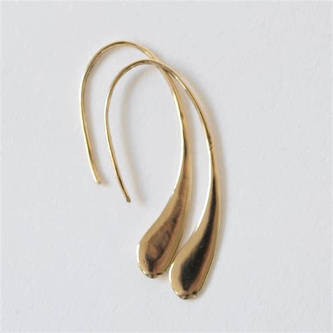 K Solid Gold Dangle Drop Earrings K Gold Unique Earring Etsy