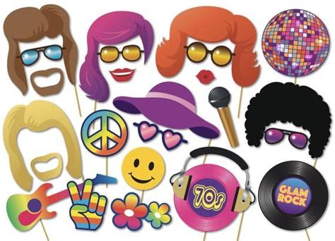 70s disco party photo booth props 1970s glam rock theme party props printable props pdf instant
