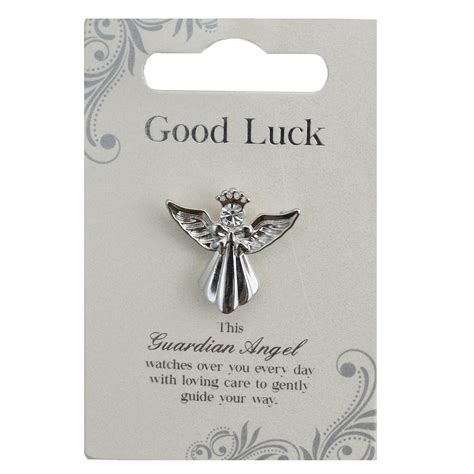 Good Luck Silver Coloured Angel Pin With Gem Stone Ts