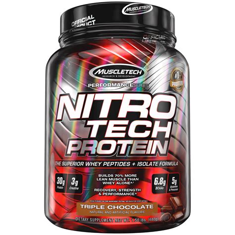 NitroTech Protein Powder Plus Muscle Builder, 100% Whey Protein with Whey Isolate, Milk ...