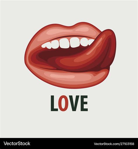 Sensual Open Lips Licking Mouth With Tongue Vector Image