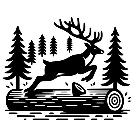 Deer Jumping Over Log Svg File For Cricut Silhouette Laser
