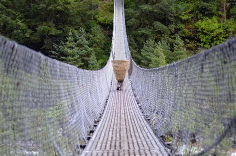 Hd Wallpaper Hanging Bridge Building Rope Bridge Suspension Bridge