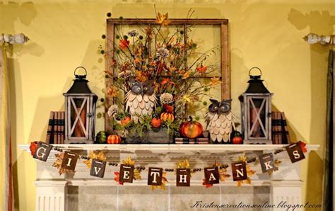 Kristens Creations Wooden Owl Fall Mantel Autumn Decorating