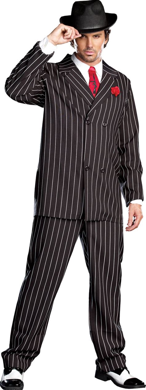 Gangsta Adult Mens Costume Black White Gangster Zoot Suit Mob 20s