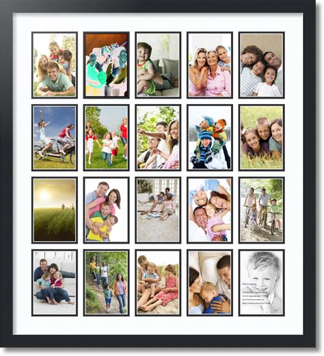 Satin Black Collage Picture Frame With 20 4x6 Openings Double