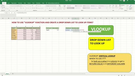 EXCEL HOW TO USE VLOOKUP AND CREATE A DROP DOWN LIST YouTube