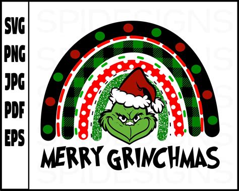 Merry Grinchmas Rainbow Svg Merry Grinchmas Svg Christmas Etsy