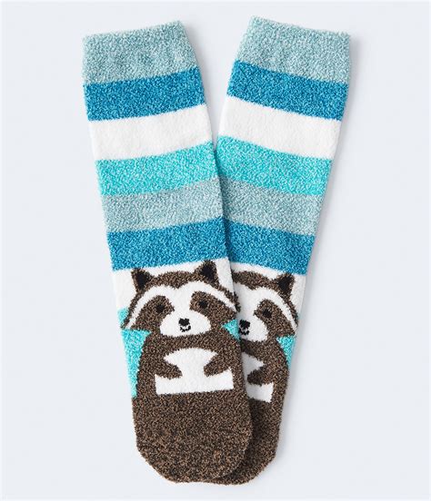 Raccoon Fuzzy Crew Socks