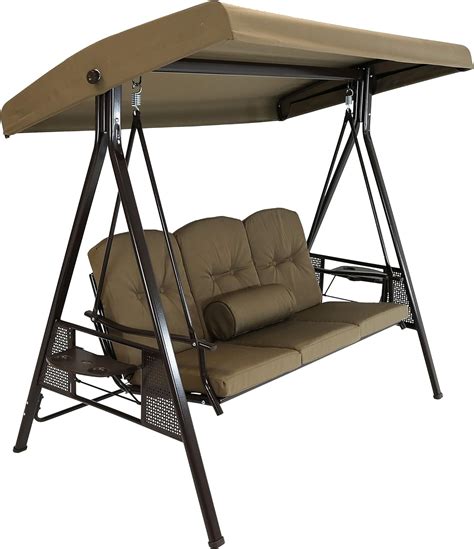 Sunnydaze 3 Person Outdoor Patio Swing Bench With Adjustable Tilt