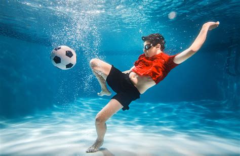 Kid Underwater Soccer Stock Photo Download Image Now Sports Ball