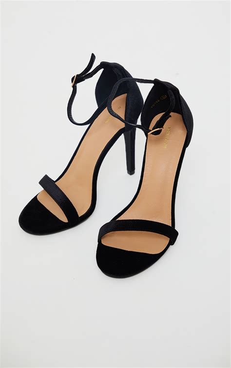 Clover Black Velvet High Heels Shoes Prettylittlething