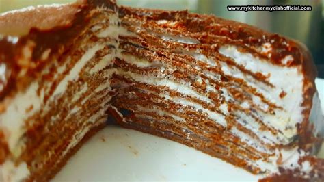 Layered Cake On Pan Delicious Chocolate Crepe Cake Recipe Youtube
