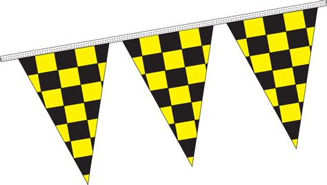 Triangle Checkered Blackyellow Pennant Strings 12 X 18 4 Mil