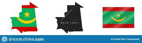 Mauretanien Detailkarte Detaillierte Silhouette Wellenflagge Vektorgrafik Stock Abbildung
