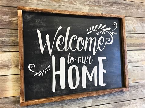 Welcome To Our Home Wood Sign Welcome Sign Home Decor Sign By