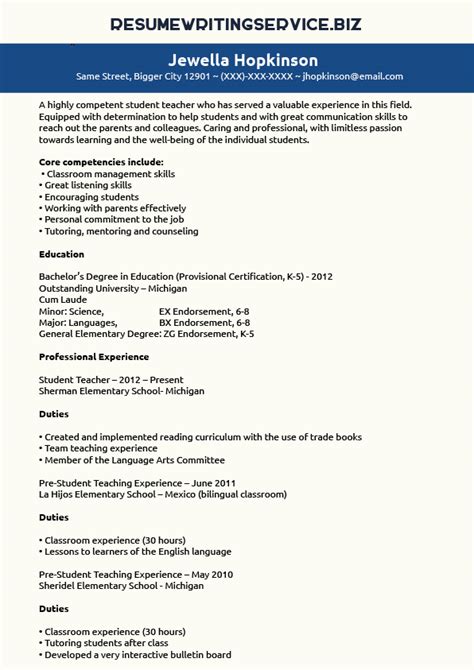 Use our optimised teacher cv templates now. Student Teacher Resume Sample | Resume Writing Service