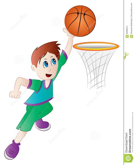 Cartoon Boy Playing Basketball Stock Vector Illustration