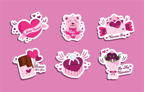 Set Of Valentine S Day Stickers 3754437 Vector Art At Vecteezy