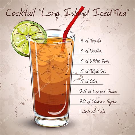 Cocktail langer Insel-Eistee - Vektorgrafik: lizenzfreie Grafiken ...