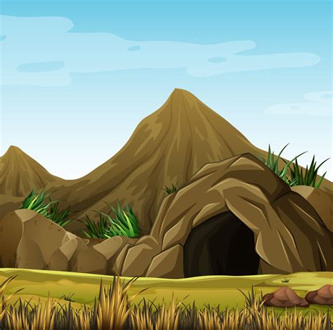 Scene With Cave In The Mountain 298109 Vector Art At Vecteezy