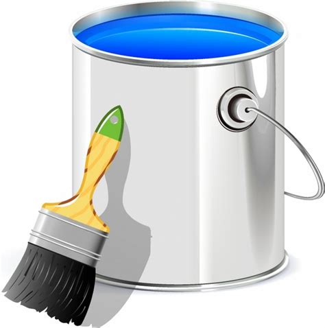 Bucket Of Paint And Paintbrush Free Vector In Adobe