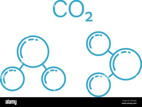 Blue Carbon Dioxide Greenhouse Gas Molecular Line Art Icon Or Symbol