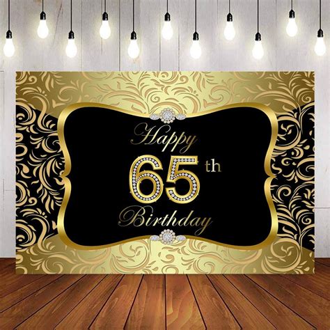 65th Birthday Party Decoration Gold Black Birthday Party Backdrop Royal