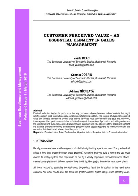 While customer perceived value is figured using perceived costs, these costs don't necessarily mean money. (PDF) Customer Perceived Value - An Essential Element in ...