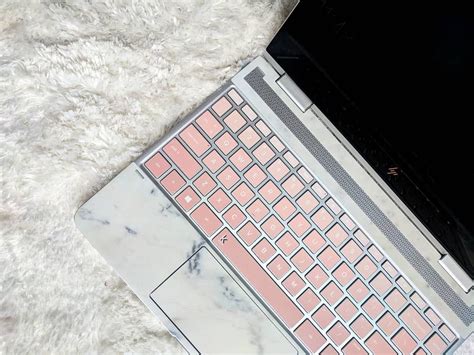 Hp Keyboard Stickers In Rose Gold And Hp Trackpad Skin With White