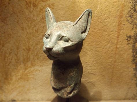 Egyptian Statue Fragment Cat Goddess Bast Bastet Wearing The Eye Of