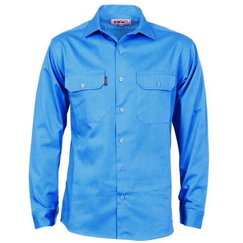 Cotton Drill Work Shirt With Gusset Sleeve Long Sleeve