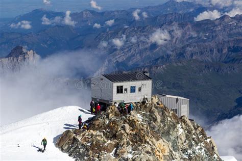 The View Of The Mont Blanc Summit And Of The Refuge Bivouac Vallot Hut