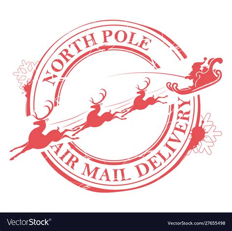 Christmas Round Stamp With Silhouette Santa Vector Image