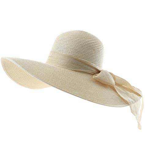Floppy Beach Hat For Women Big Bowknot Straw Sun Hat Uv Protection