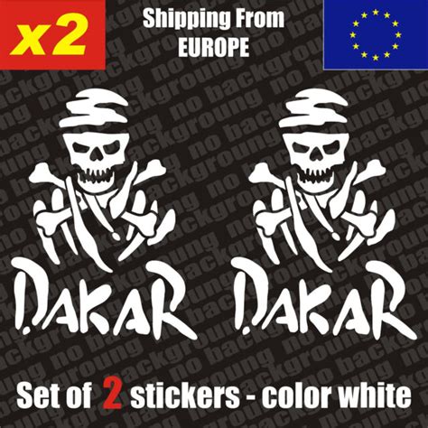 Set Of 2 Dakar Skull Logo Vinyl Sticker Decal Aufkleber Die Cut Car