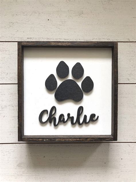 Personalized Dog Sign - Unique Dog Sign - Puppy Name Frame - 3D Dog Paw ...