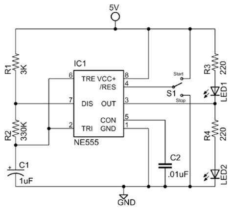 Astable 555 Timer Schematic 555 Timer Basics Astable Mode Unlike