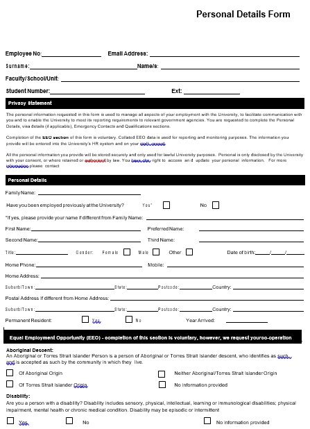 Free Personal Information Forms And Templates Ms Word Best Collections